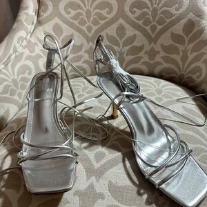 Chic Silver Strappy Heels